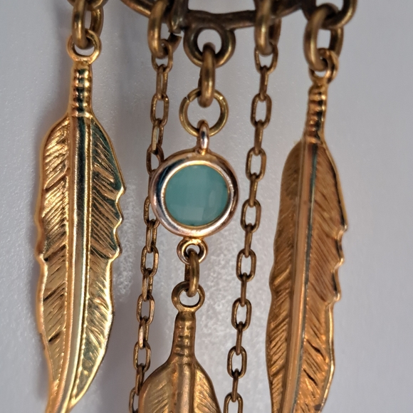 Dream Catcher Pendant with a Genuine Aqua Chalcedony Gemstone. - Picture 3 of 13